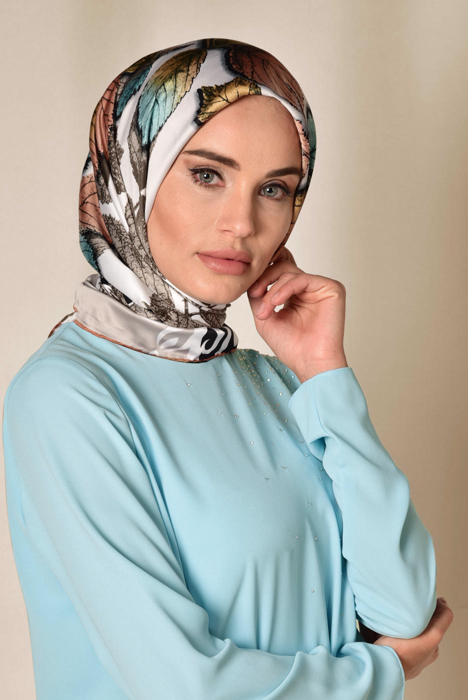 Tesettür giyim GRİ T 12167-1 ALVİNA DESENLİ EŞARP