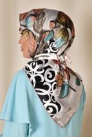 Tesettür giyim GRİ T 12167-1 ALVİNA DESENLİ EŞARP