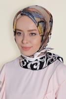 Tesettür giyim VİZON T 12167-1 ALVİNA DESENLİ EŞARP