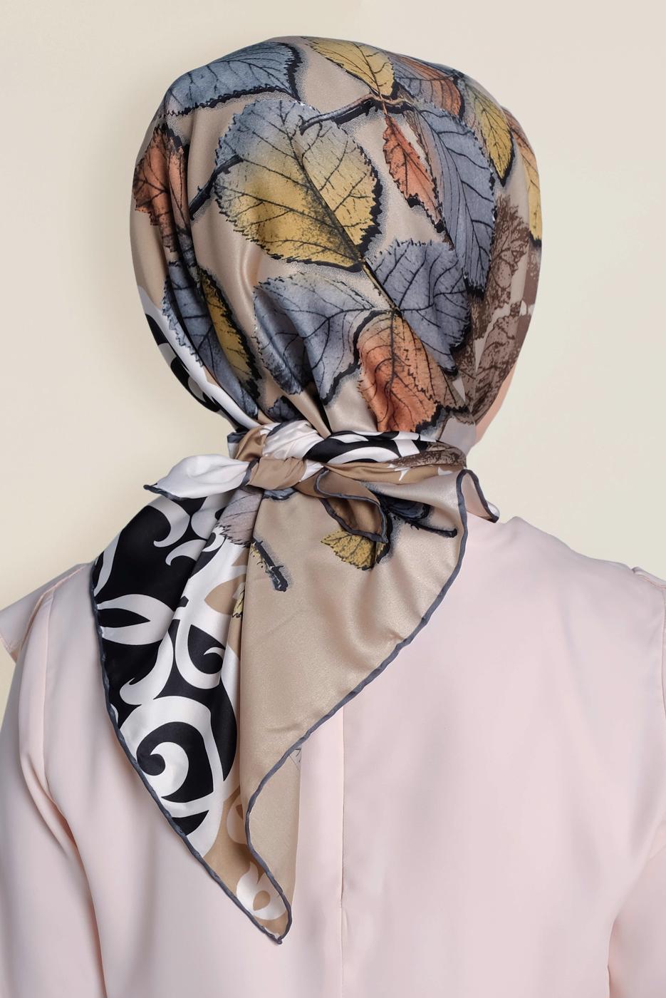 Tesettür giyim VİZON T 12167-1 ALVİNA DESENLİ EŞARP