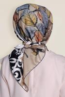 Tesettür giyim VİZON T 12167-1 ALVİNA DESENLİ EŞARP