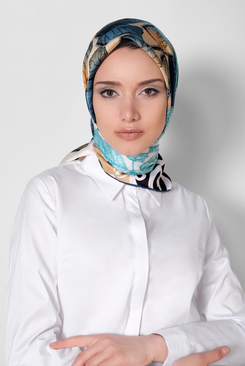 Tesettür giyim ALTIN T 12167-1 ALVİNA DESENLİ EŞARP