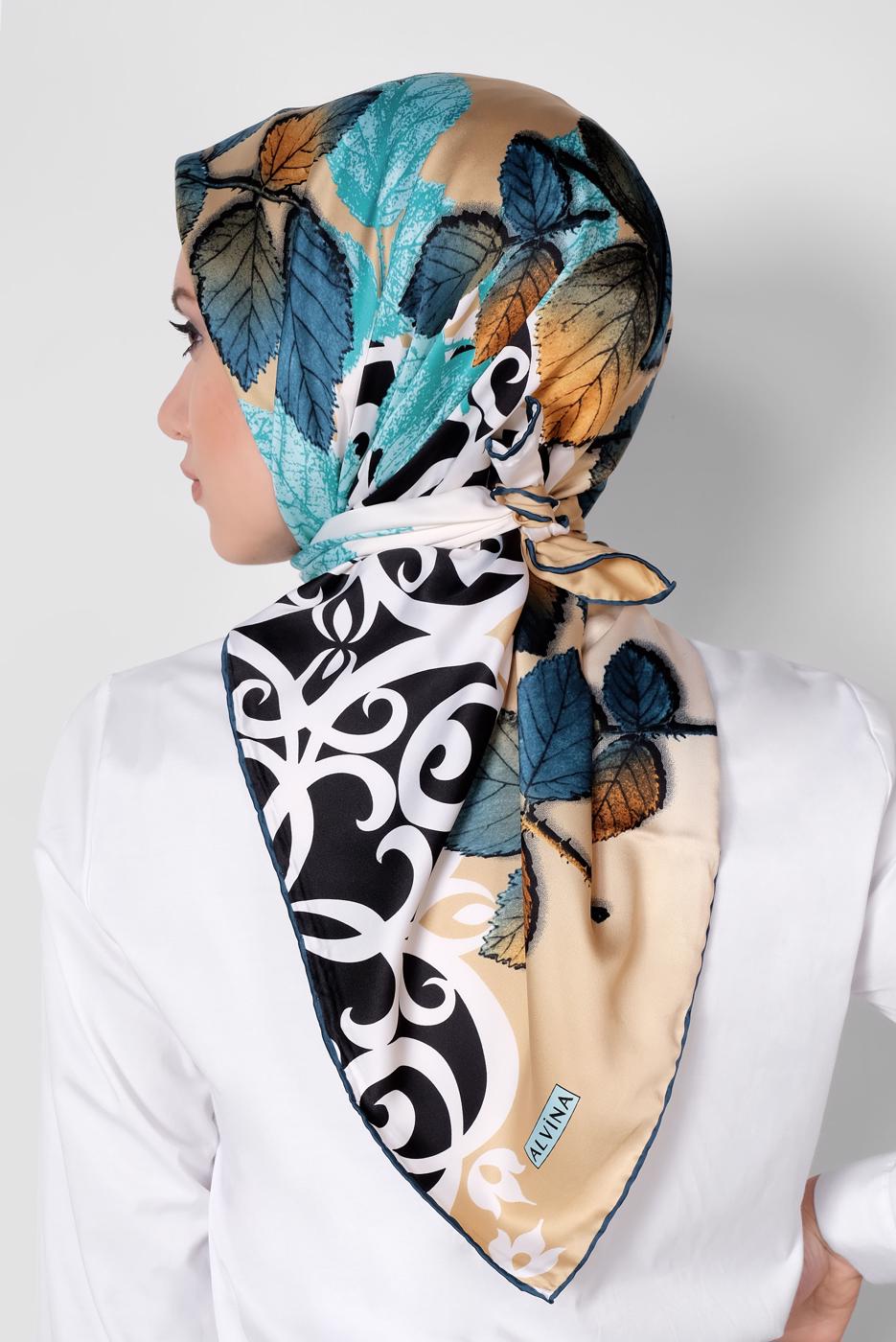 Tesettür giyim ALTIN T 12167-1 ALVİNA DESENLİ EŞARP