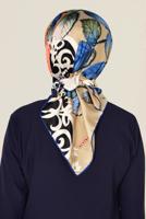 Tesettür giyim BEJ T 12167-1 ALVİNA DESENLİ EŞARP