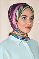 Tesettür giyim YEŞİL ALVİNA DESENLİ EŞARP 12168-1 