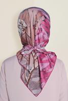 Tesettür giyim PEMBE ALVİNA DESENLİ EŞARP 12168-1 