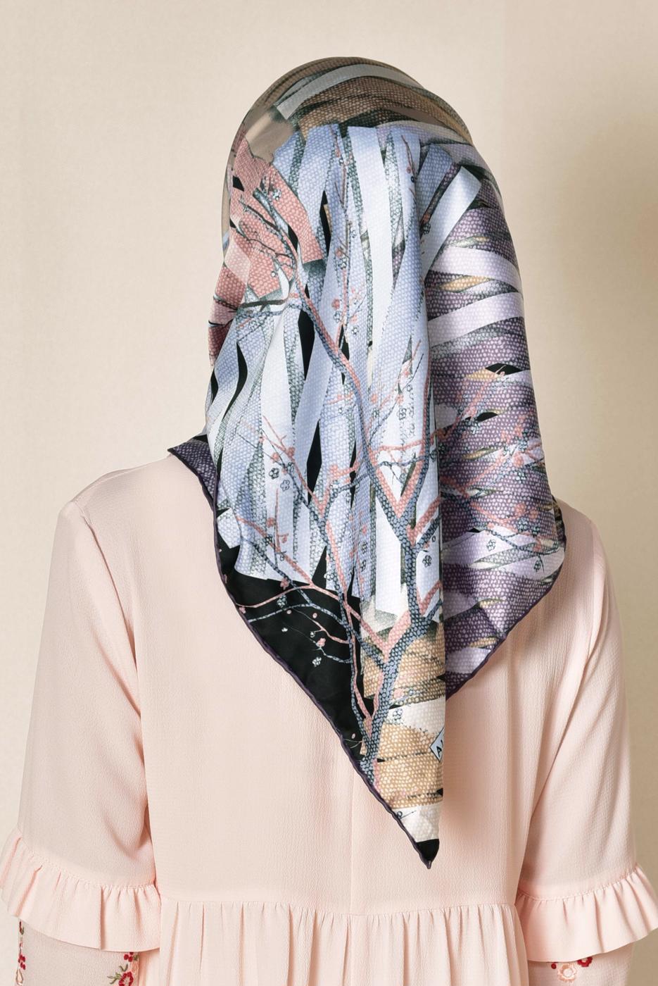 Tesettür giyim SİYAH ALVİNA DESENLİ EŞARP 12168-1 