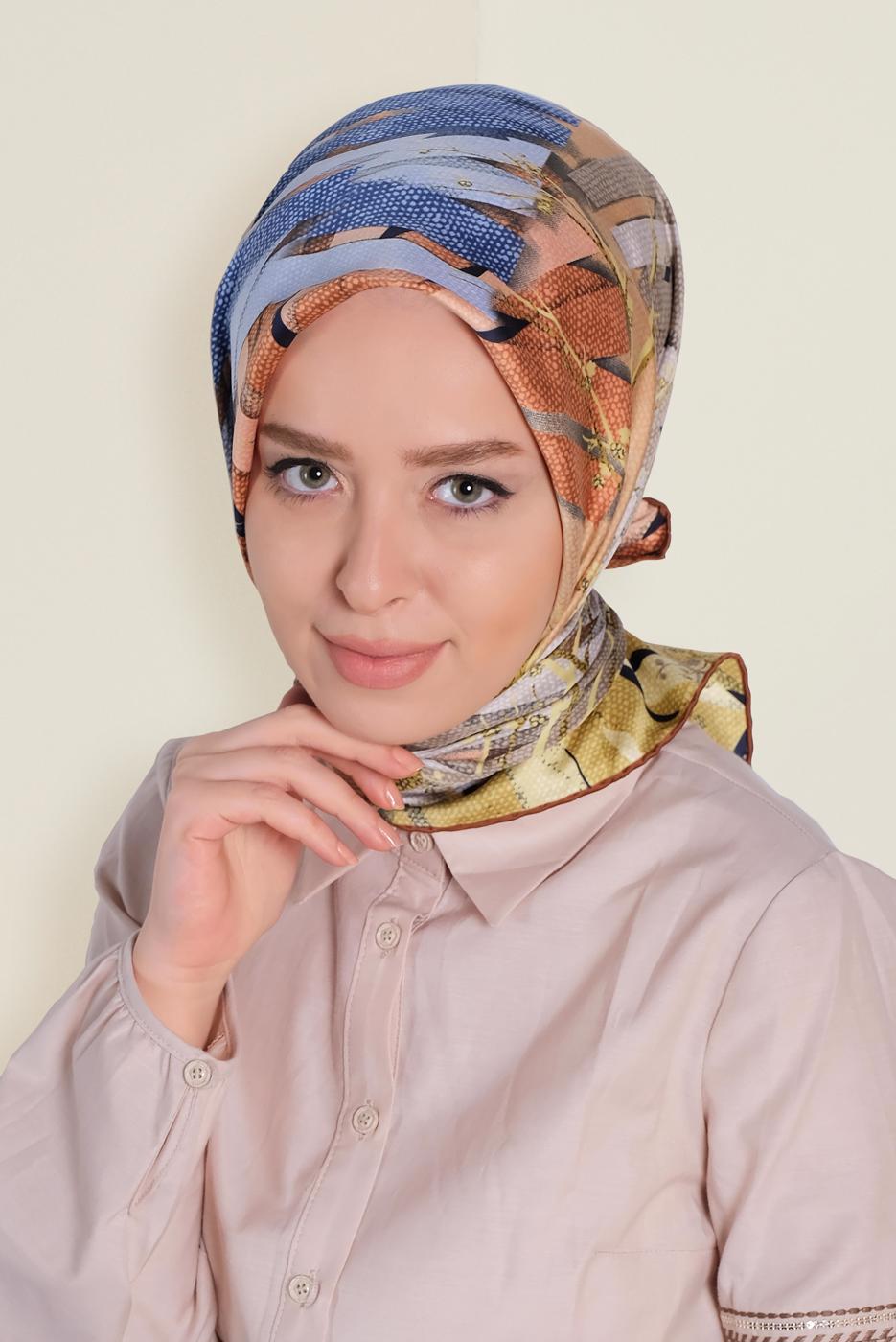 Tesettür giyim LACİVERT ALVİNA DESENLİ EŞARP 12168-1 