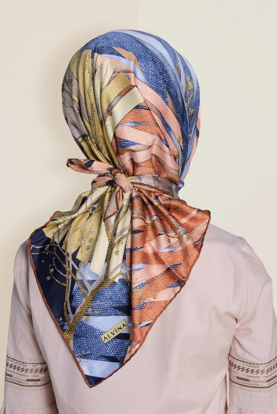 Tesettür giyim LACİVERT ALVİNA DESENLİ EŞARP 12168-1 