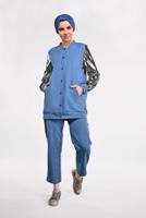 Tesettür giyim LACİVERT KOLLARI PAYET DETAYLI EŞOFMAN TAKIMI 44291