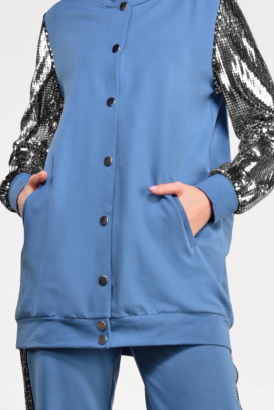 Tesettür giyim LACİVERT KOLLARI PAYET DETAYLI EŞOFMAN TAKIMI 44291