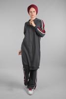 Tesettür giyim GRİ ŞERİT DETAYLI 2&prime;Lİ EŞOFMAN TAKIM 05104 