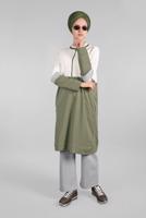 Tesettür giyim EKRU FERMUARLI CEP DETAYLI 2&prime;Lİ EŞOFMAN TAKIM 55104