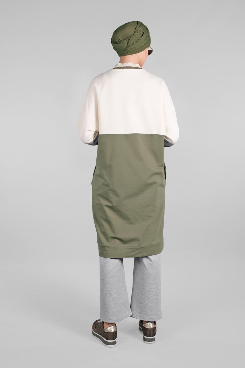 Tesettür giyim EKRU FERMUARLI CEP DETAYLI 2&prime;Lİ EŞOFMAN TAKIM 55104