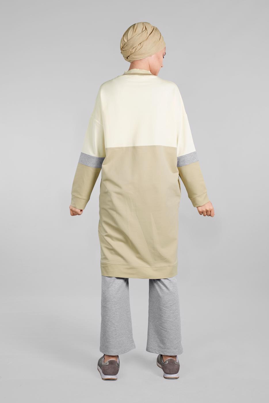 Tesettür giyim YEŞİL FERMUARLI CEP DETAYLI 2&prime;Lİ EŞOFMAN TAKIM 55104