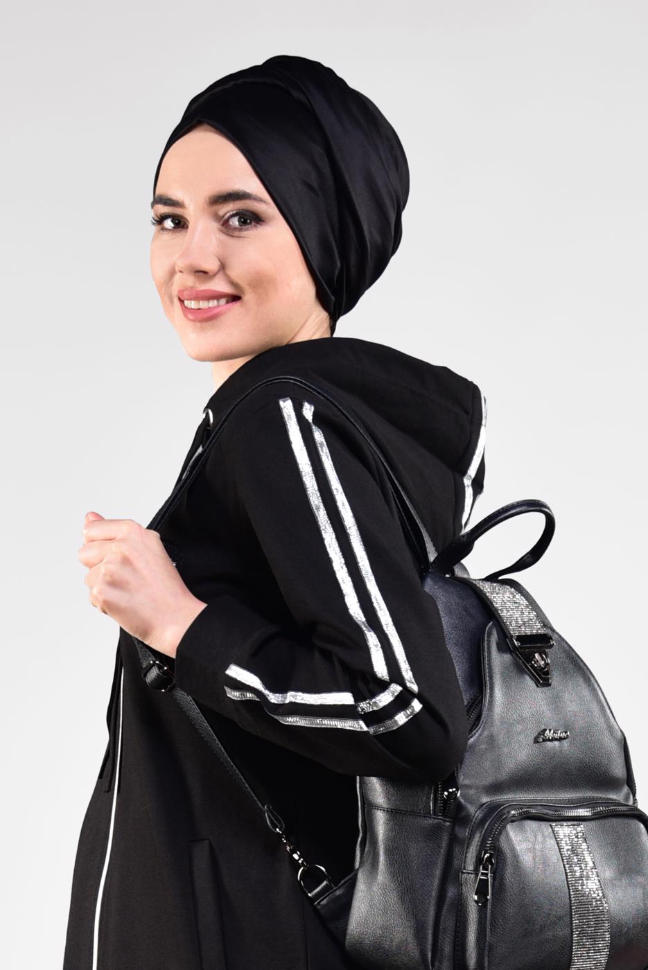 Tesettür giyim SİYAH YANLARI ŞERİTLİ EŞOFMAN TAKIMI 0101