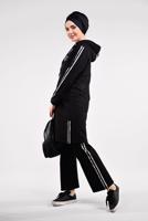 Tesettür giyim SİYAH YANLARI ŞERİTLİ EŞOFMAN TAKIMI 0101