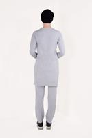Tesettür giyim GRİ YAZI VE PÜSKÜL DETAYLI PANTOLONLU EŞOFMAN TAKIM 1109