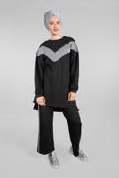 Tesettür giyim SİYAH SİM ŞERİT DETAYLI EŞOFMAN TAKIM 2211