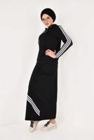 Tesettür giyim SİYAH ÇİZGİ DETAYLI ETEKLİ EŞOFMAN TAKIMI 3938