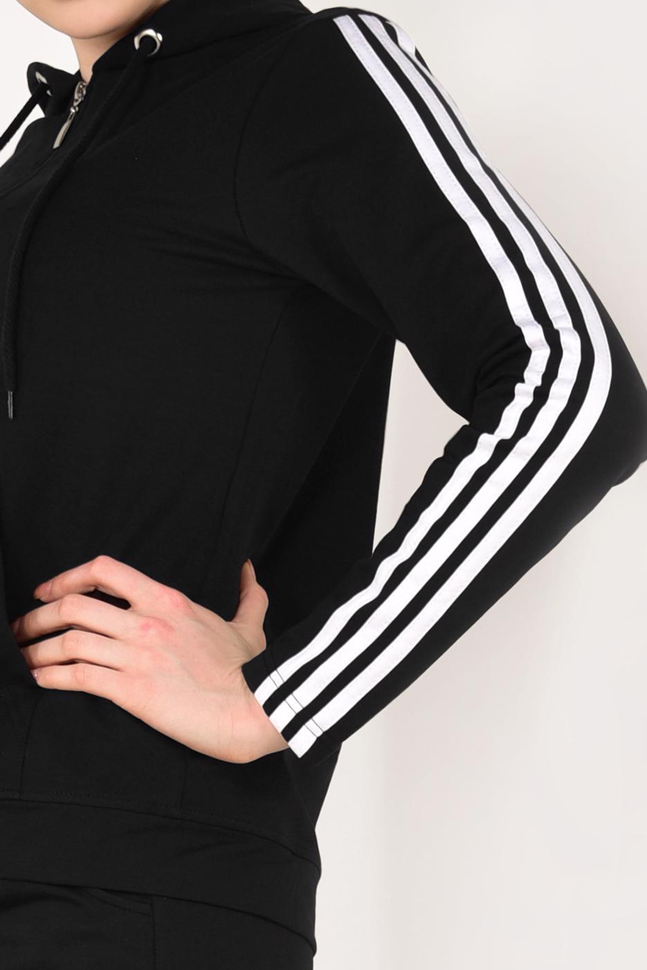 Tesettür giyim SİYAH ÇİZGİ DETAYLI ETEKLİ EŞOFMAN TAKIMI 3938