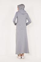 Tesettür giyim GRİ ÇİZGİ DETAYLI ETEKLİ EŞOFMAN TAKIMI 3938