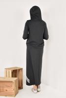 Tesettür giyim GRİ ÇİZGİ DETAYLI ETEKLİ EŞOFMAN TAKIMI 3938