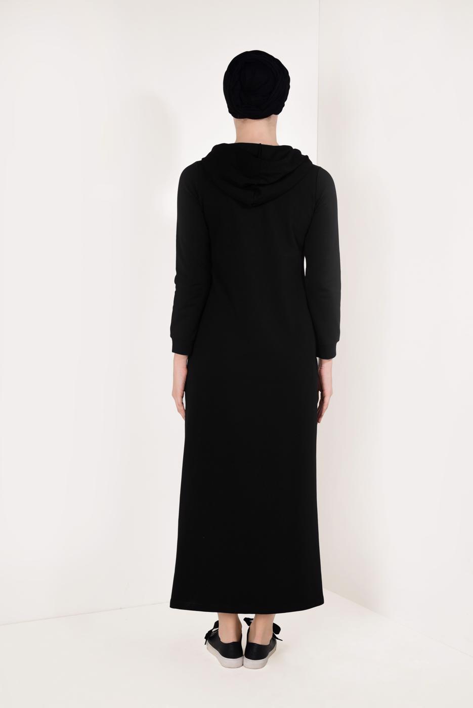 Hijab clothing BLACK Cotton Tracksuit Abaya T 4538