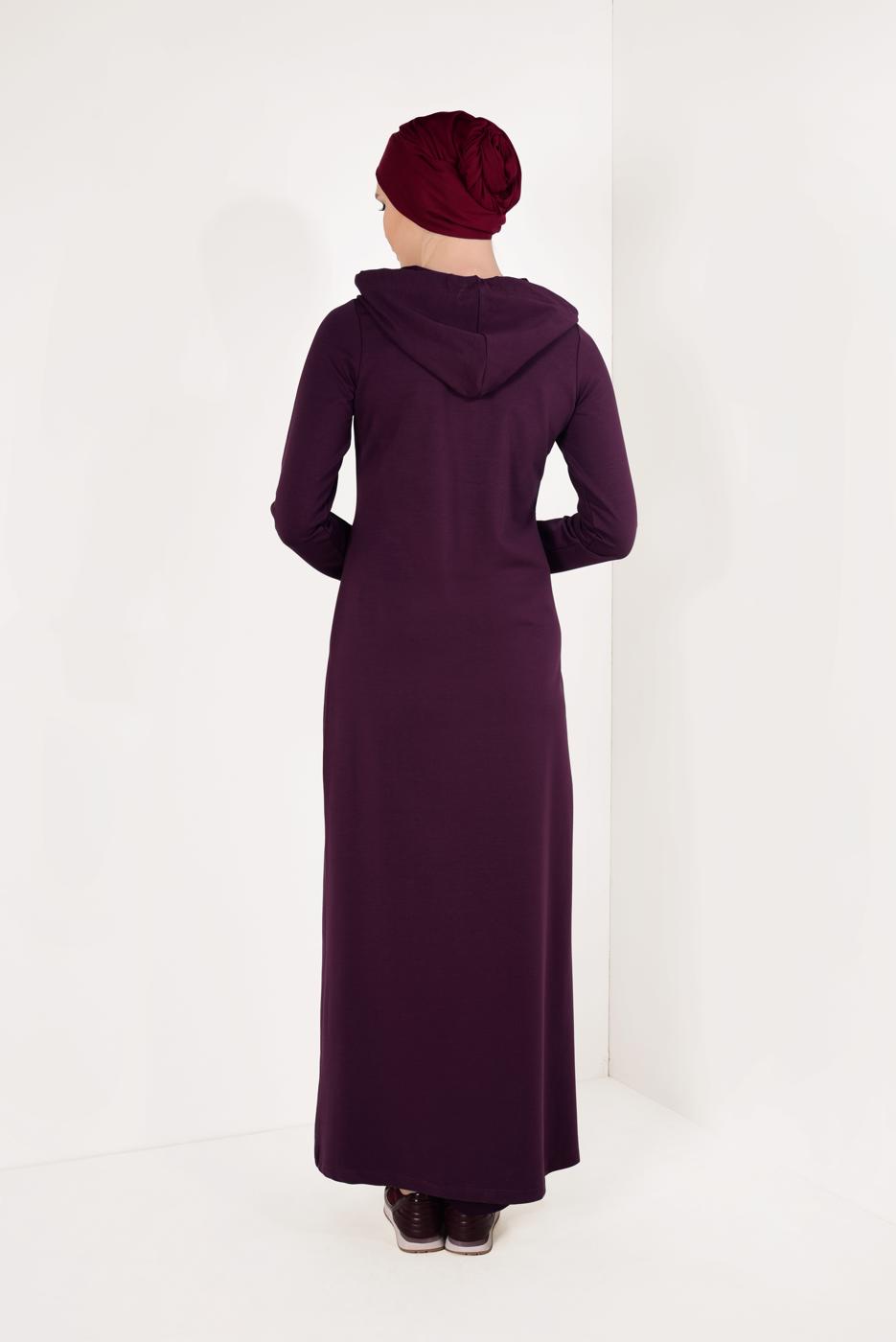 Tesettür giyim BORDO PAMUKLU EŞOFMAN FERACE 4538