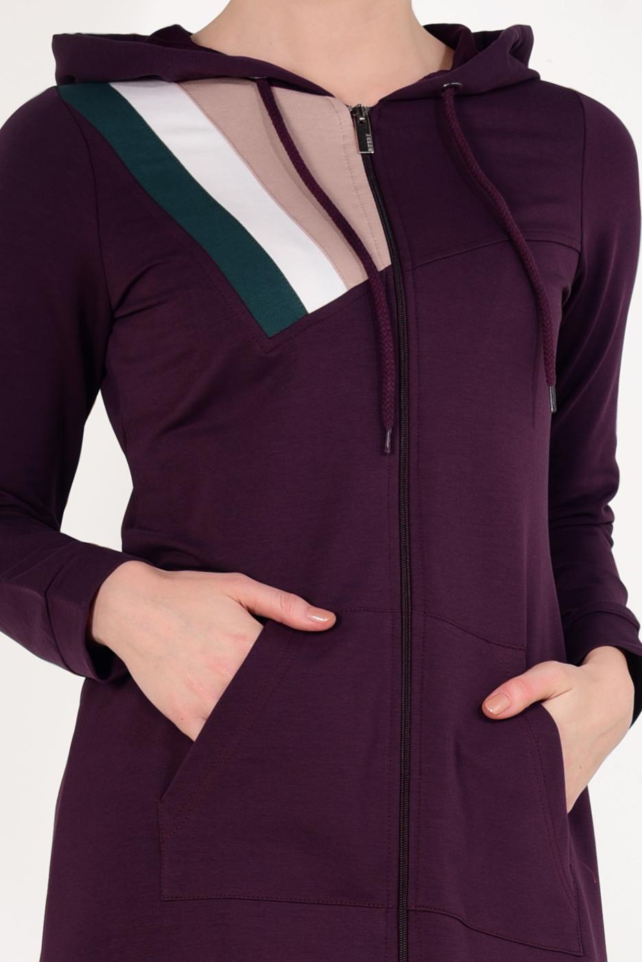 Tesettür giyim BORDO PAMUKLU EŞOFMAN FERACE 4538