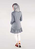 Tesettür giyim GRİ BASKI DETAYLI VOLANLI EŞOFMAN TUNİK 4873