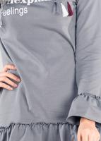 Tesettür giyim GRİ BASKI DETAYLI VOLANLI EŞOFMAN TUNİK 4873