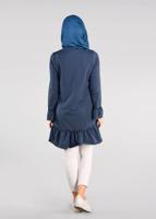 Tesettür giyim LACİVERT BASKI DETAYLI VOLANLI EŞOFMAN TUNİK 4873