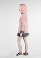 Tesettür giyim PUDRA VOLANLI YAZI BASKILI EŞOFMAN TUNİK 4915 