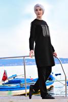 Tesettür giyim SİYAH ÖNÜ TAŞLI PAMUKLU EŞOFMAN TAKIMI 5238