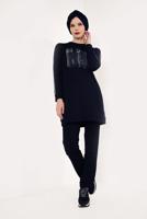 Tesettür giyim LACİVERT ÖNÜ TAŞLI PAMUKLU EŞOFMAN TAKIMI 5238