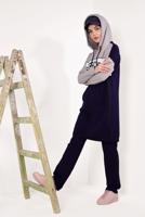 Tesettür giyim MOR YAZI BASKILI PANTOLONLU EŞOFMAN TAKIM T 5738