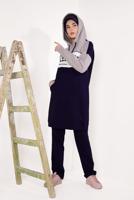 Tesettür giyim MOR YAZI BASKILI PANTOLONLU EŞOFMAN TAKIM T 5738