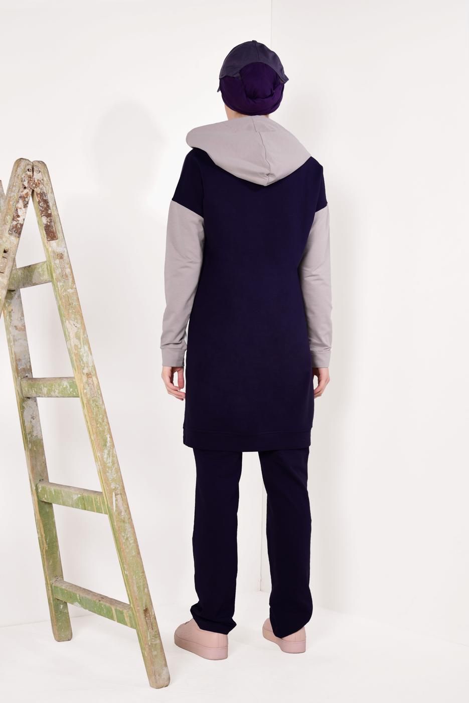 Tesettür giyim MOR YAZI BASKILI PANTOLONLU EŞOFMAN TAKIM T 5738