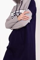 Tesettür giyim MOR YAZI BASKILI PANTOLONLU EŞOFMAN TAKIM T 5738