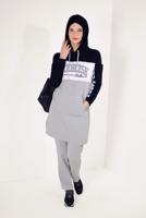 Tesettür giyim GRİ YAZI BASKILI PANTOLONLU EŞOFMAN TAKIM T 5738