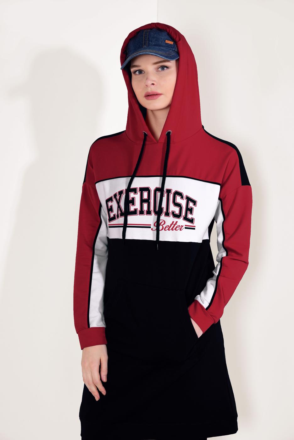 Tesettür giyim LACİVERT YAZI BASKILI PANTOLONLU EŞOFMAN TAKIM T 5738