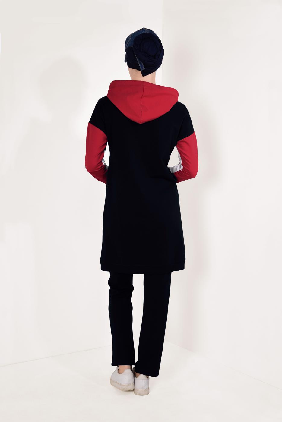 Tesettür giyim LACİVERT YAZI BASKILI PANTOLONLU EŞOFMAN TAKIM T 5738