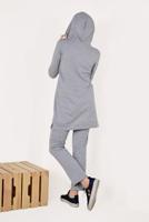 Tesettür giyim GRİ CEP VE KAPÜŞON DETAYLI PANTOLONLU EŞOFMAN TAKIM 5938