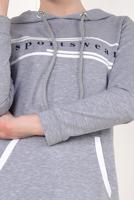 Tesettür giyim GRİ CEP VE KAPÜŞON DETAYLI PANTOLONLU EŞOFMAN TAKIM 5938