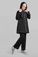 Tesettür giyim SİYAH KAPÜŞONLU EŞOFMAN TAKIM 6301 