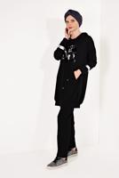 Tesettür giyim SİYAH PUL PAYETLİ PANTOLONLU EŞOFMAN TAKIM T 7009