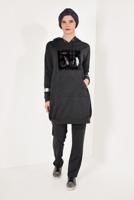 Tesettür giyim GRİ PUL PAYETLİ PANTOLONLU EŞOFMAN TAKIM T 7009