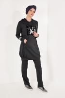 Tesettür giyim GRİ PUL PAYETLİ PANTOLONLU EŞOFMAN TAKIM T 7009