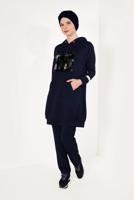 Tesettür giyim LACİVERT PUL PAYETLİ PANTOLONLU EŞOFMAN TAKIM T 7009